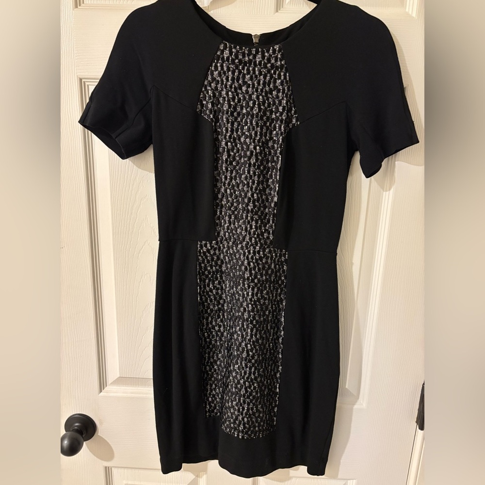 French Connection Black and White Midi Dress Size 4